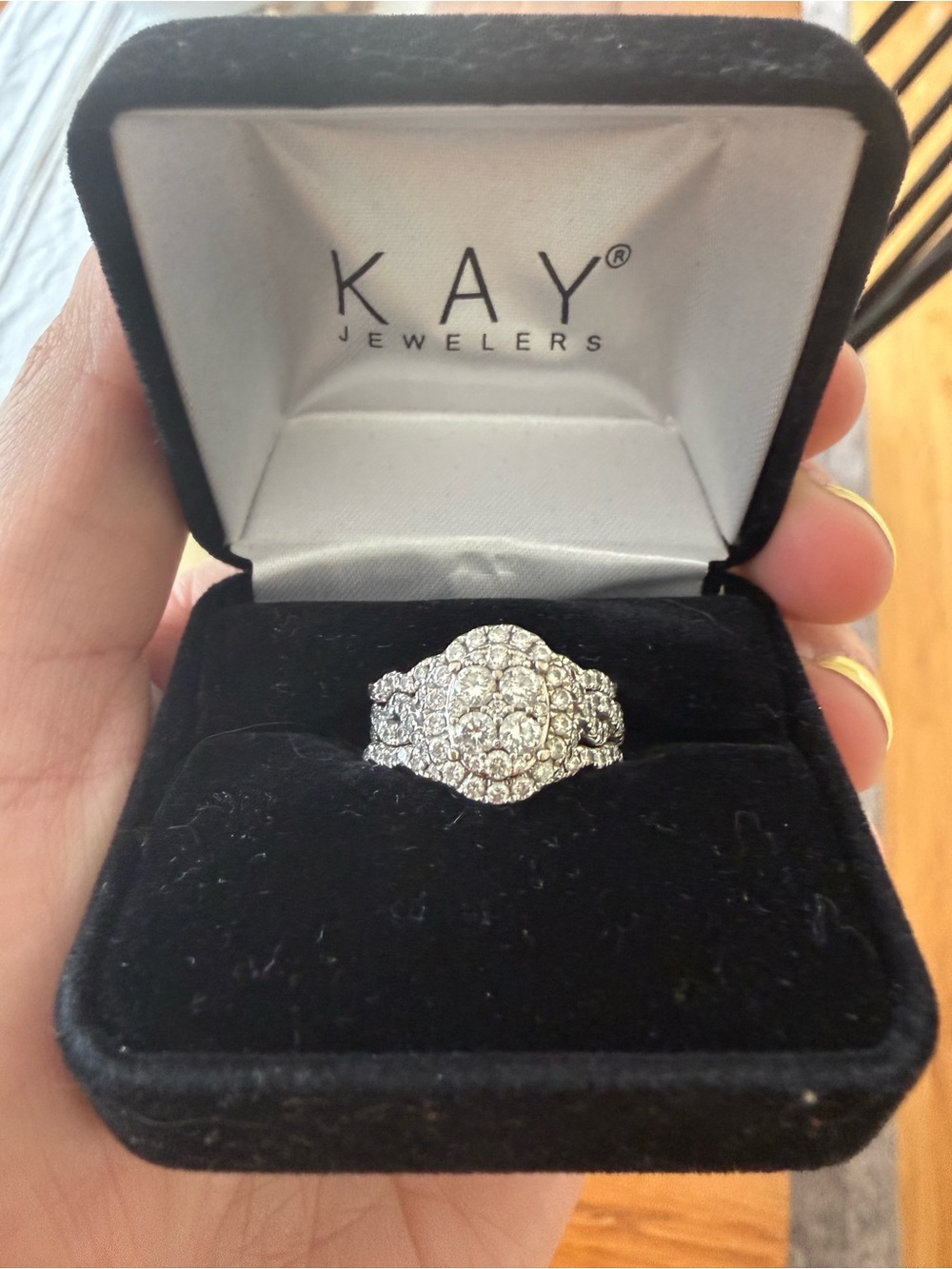 Kay Jewelers Silver Tone Multi-Row Halo Diamond Cluster Ring